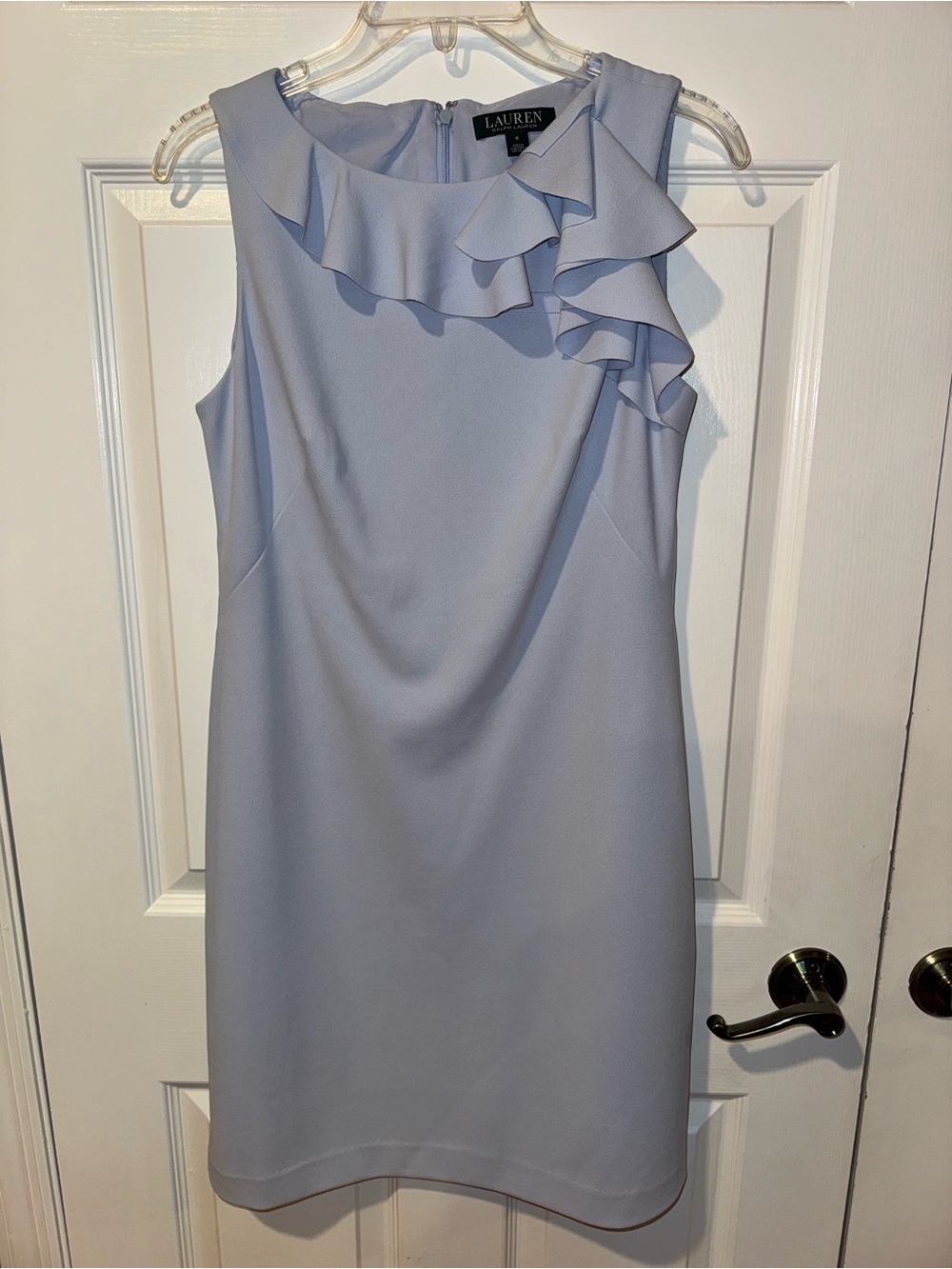 Ralph Lauren Light Blue Ruffle-Neck Dress